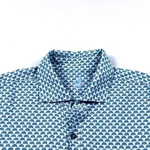 Johnnie O Mens Short Sleeve Button Up Shirt Geometric Print Size L